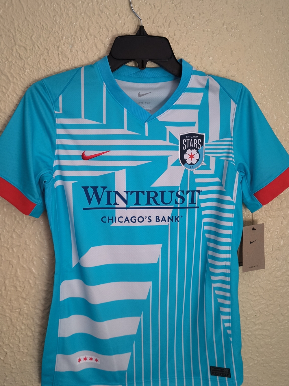 Nike Teal Kids Soccer Jersey with Red Accents - Chicago Stars